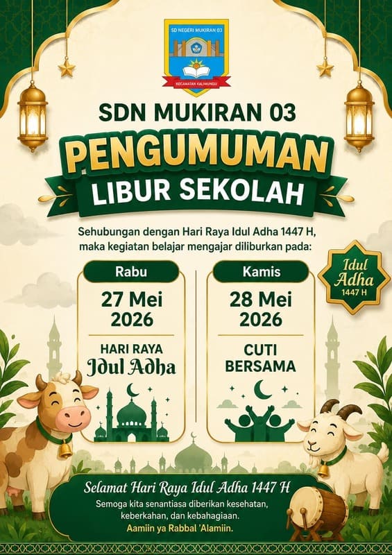 Pengumuman Libur Sekolah dan Cuti Bersama Hari Raya Idul Adha 1447 H